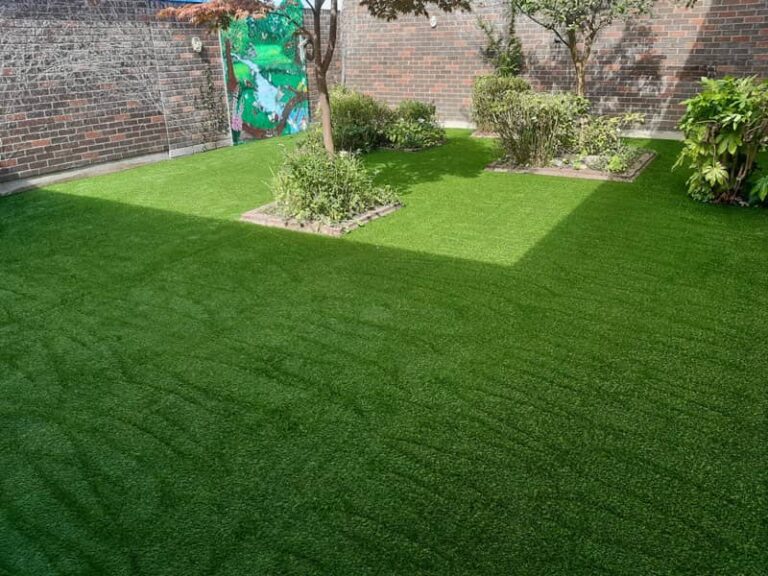 image of small school courtyard in Tallaght after artificial grass installed
