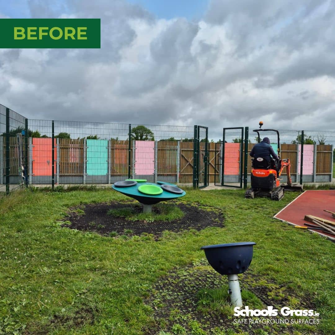 This is an image of artificial grass in an ASD unit playground - Before
