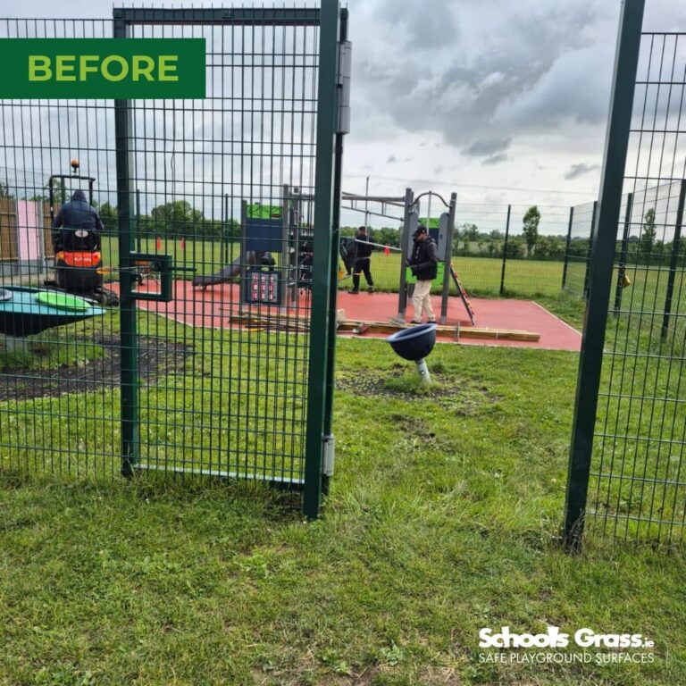 This is an image of artificial grass in an ASD unit playground - Before